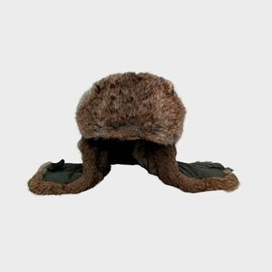 Mad Bomber Trapper Hat Cap Mens Medium Rabbit Fur Black Aviator Ear Flap Winter